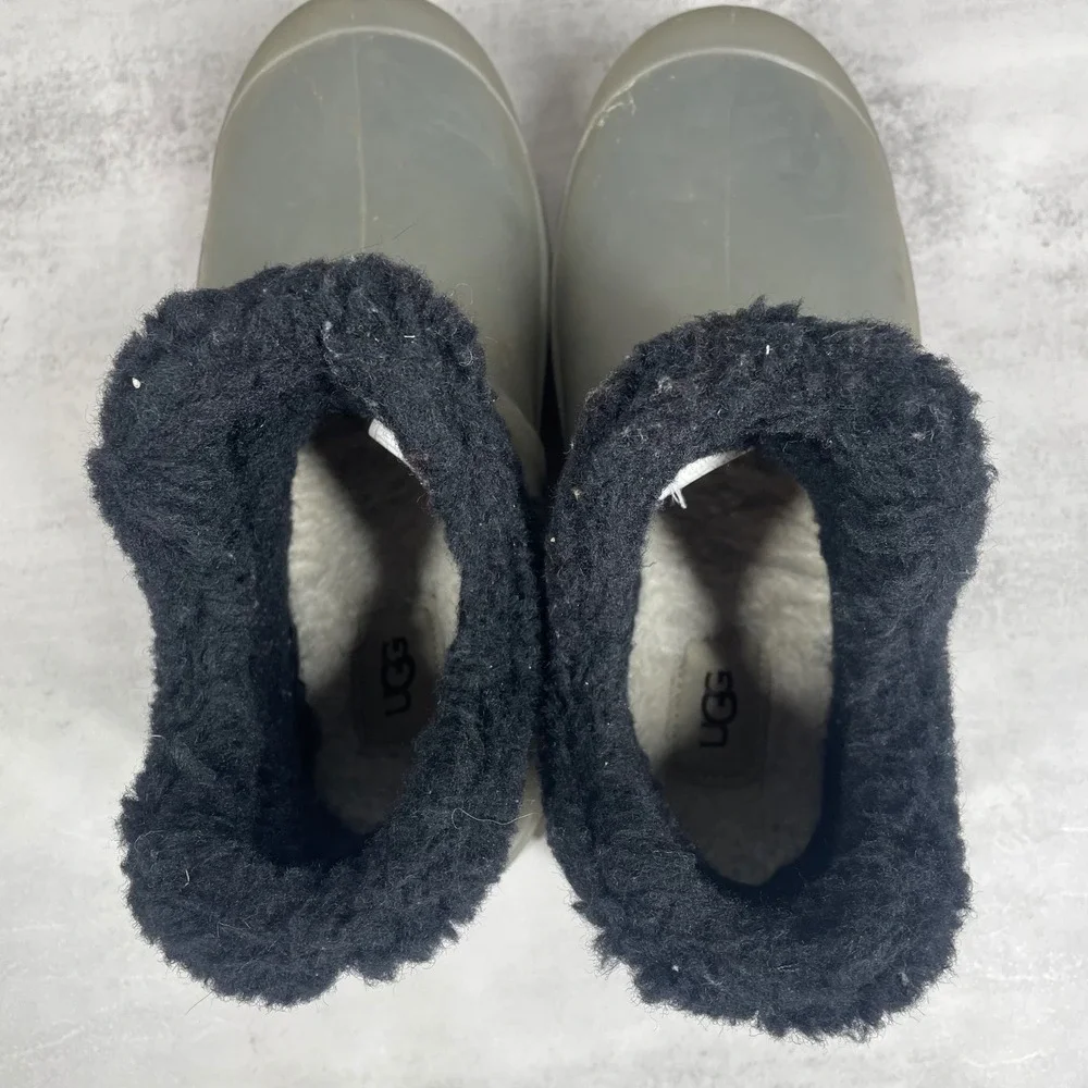 UGG Raincloud Clear Boots Womens 7 Waterproof Rain Rubber Wool Blend Lined